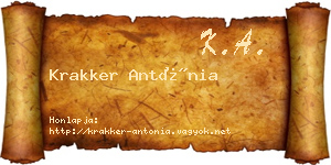 Krakker Antónia névjegykártya